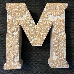 Wooden Carved “M” Decor
